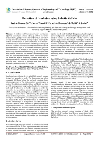 IRJET - Detection of Landmine using Robotic Vehicle | PDF