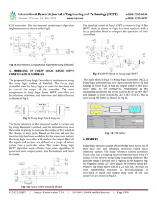 IRJET - Modeling and Simulation of Fuzzy Logic based Controller with Proposed DC to DC Converter for Photovoltaic Module