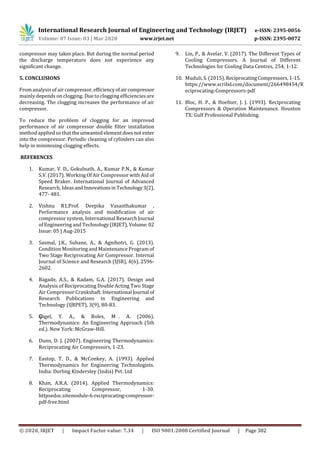 IRJET - Performance Analysis of Two Stage Reciprocating Air Compressor ...