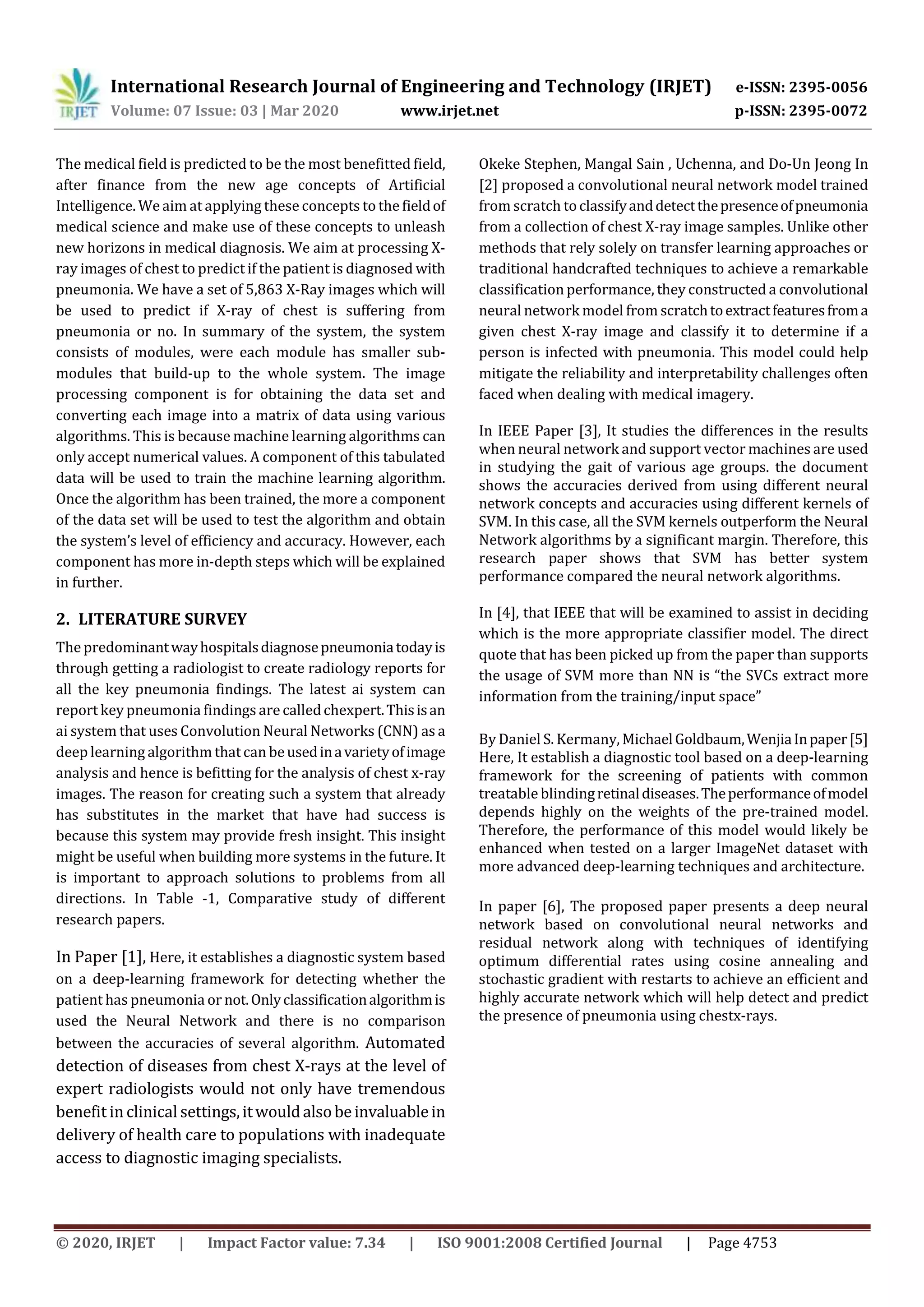 IRJET - Detecting Pneumonia from Chest X-Ray Images using Committee Machine