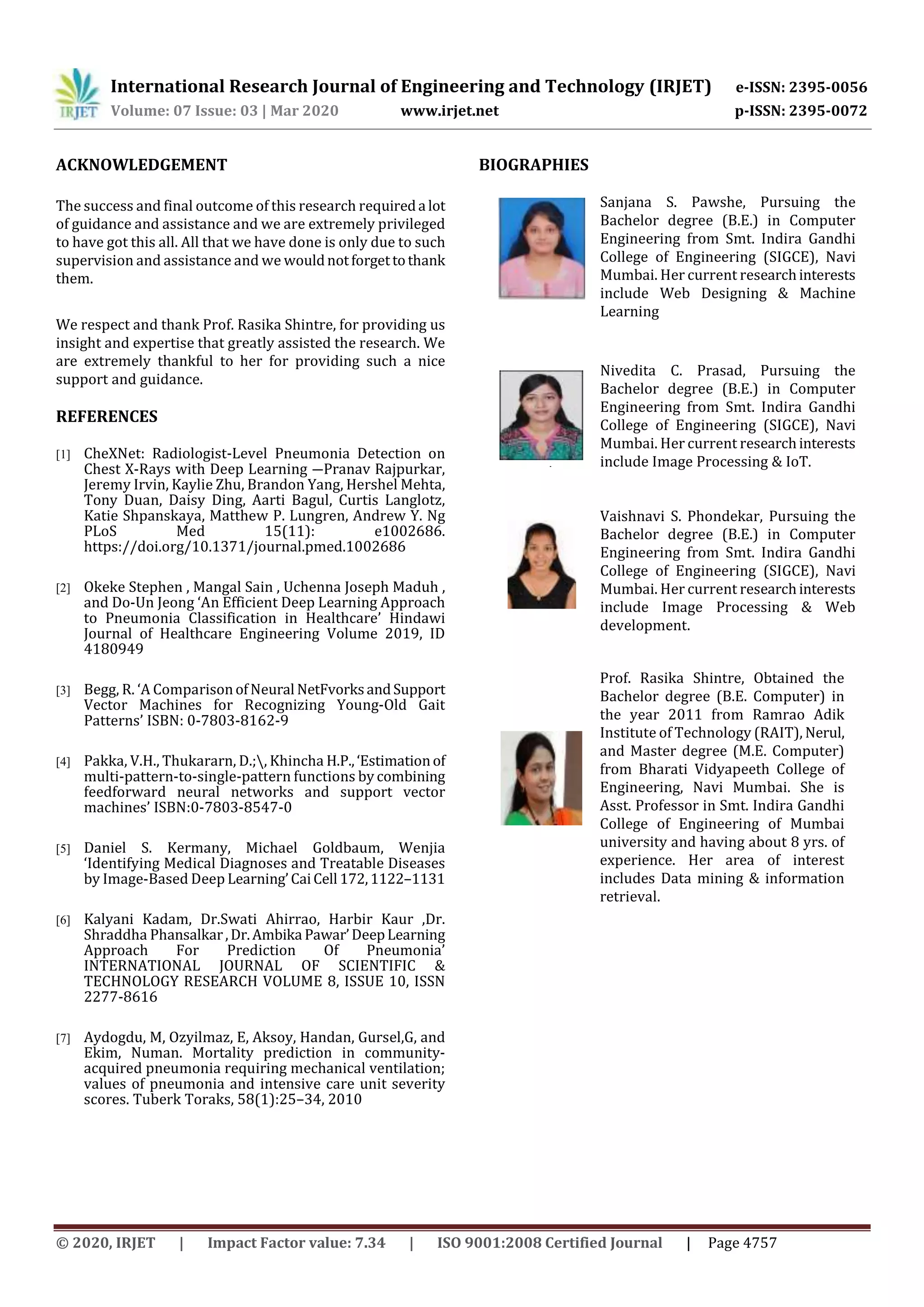 IRJET - Detecting Pneumonia from Chest X-Ray Images using Committee Machine