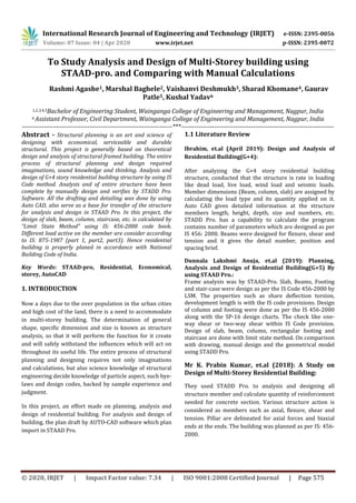 IRJET - To Study Analysis and Design of Multi-Storey Building using ...
