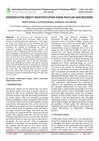 IRJET - Underwater Object Identification using Matlab and Machine | PDF