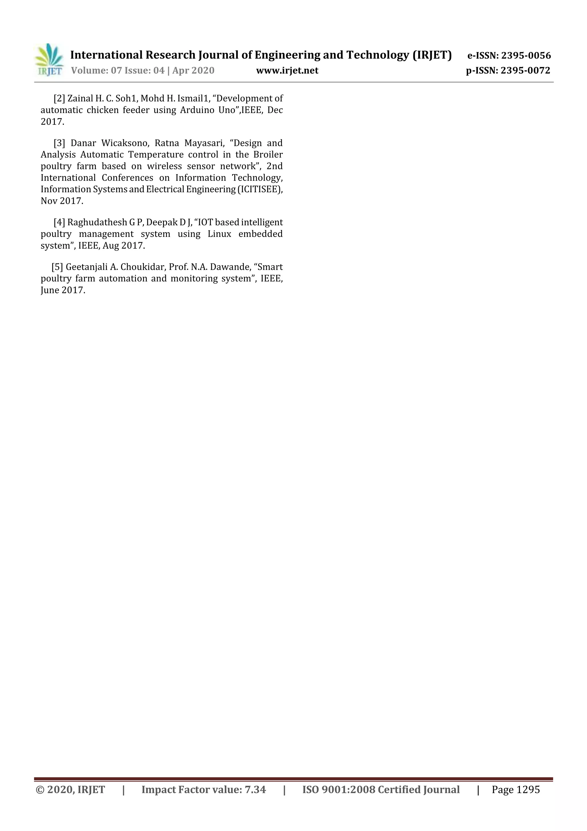 IRJET - An Effective Automated Monitoring and Controlling of Poultry ...