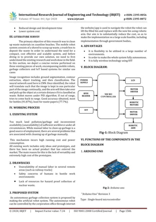 Irjet Garbage Collecting Robot Using Iot Pdf