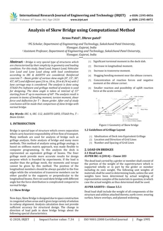 IRJET - Analysis of Skew Bridge using Computational Method | PDF