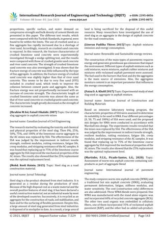 IRJET - A Review on Use of Steel Slag in Asphalt Road Construction | PDF