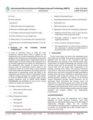 IRJET - A Review on Design and Assembly of Go- Kart Steering System | PDF