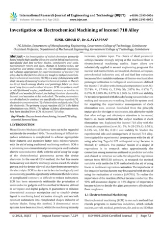 IRJET- Investigation on Electrochemical Machining of Inconel 718 Alloy ...
