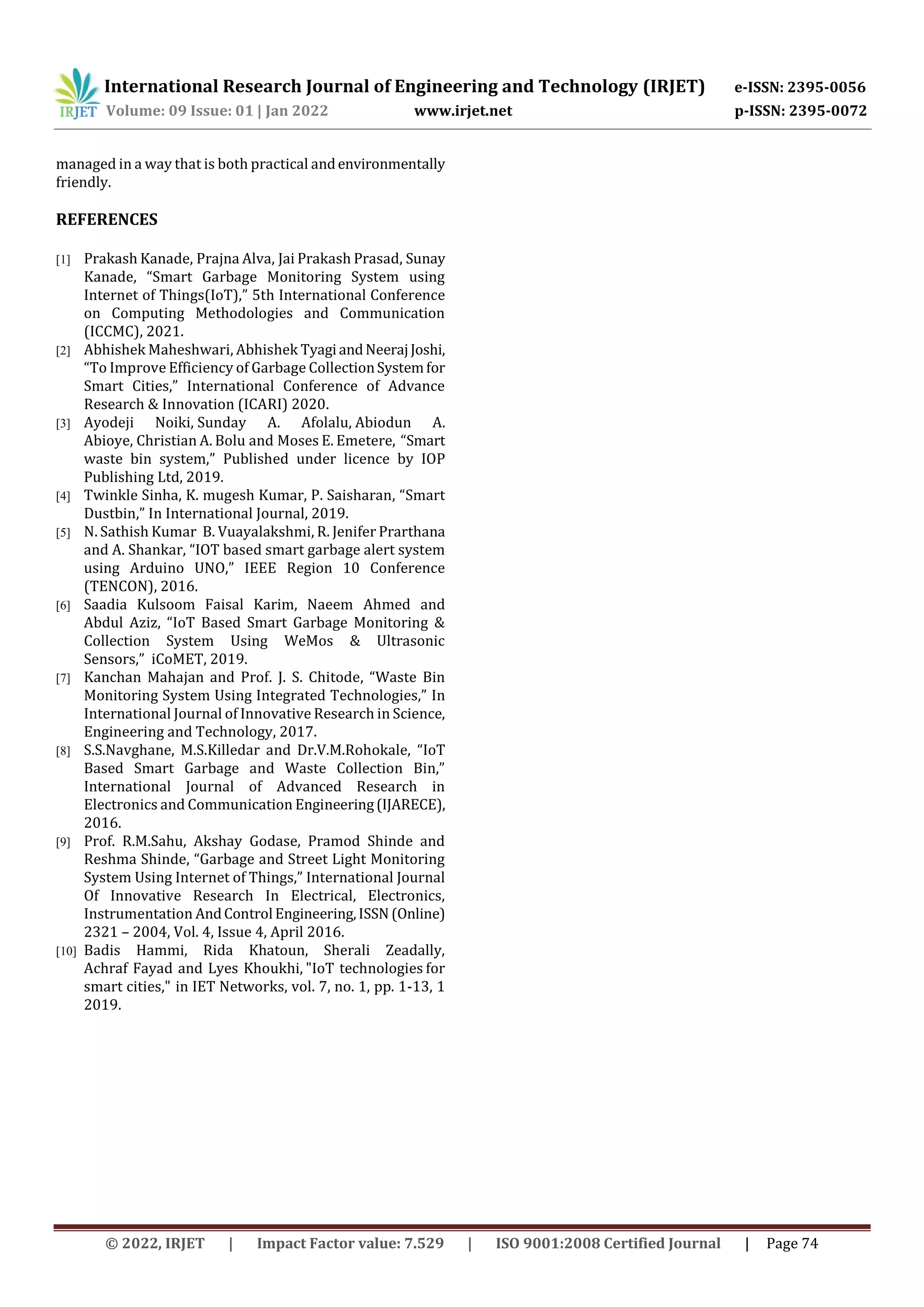 IOT BASED TOOL GARBAGE MONITORING SYSTEM | PDF