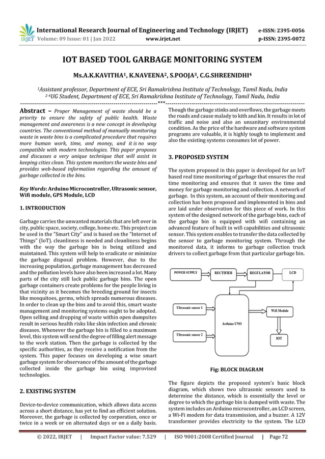 IOT BASED TOOL GARBAGE MONITORING SYSTEM | PDF
