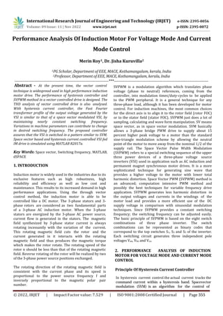 Performance Analysis Of Induction Motor For Voltage Mode And Current ...