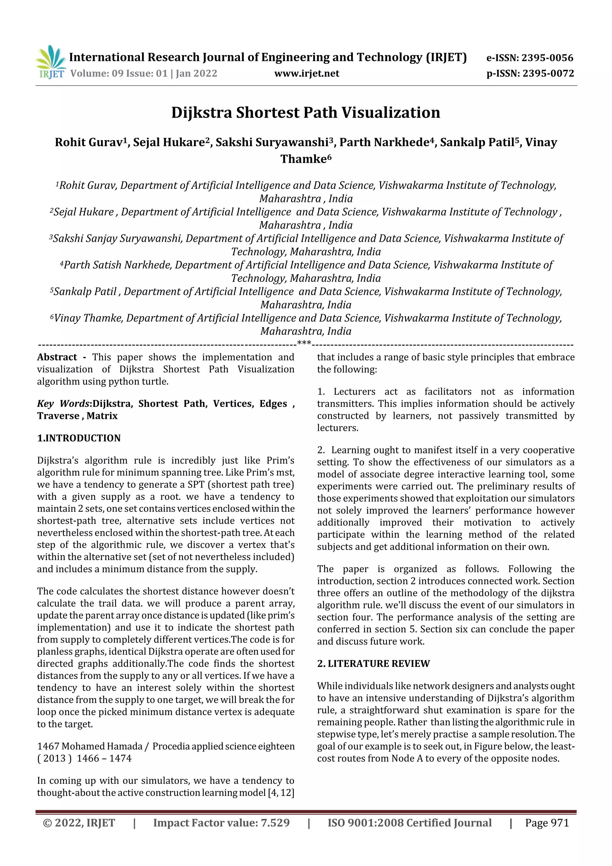 Dijkstra Shortest Path Visualization | PDF