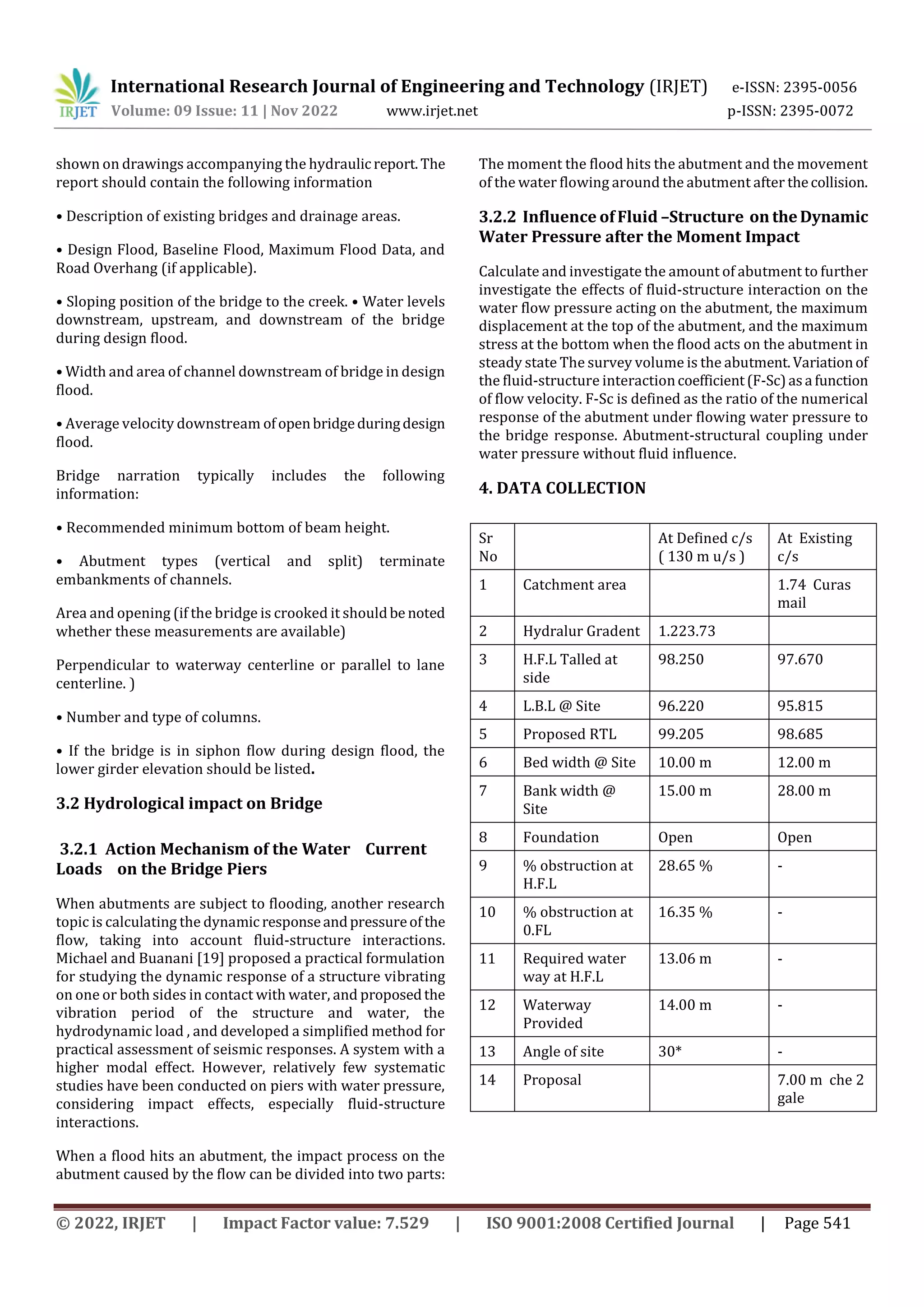 REVIEW PAPER ON “HYDRAULIC AND HYDROLOGICAL IMPACT ON BRIDGE” | PDF