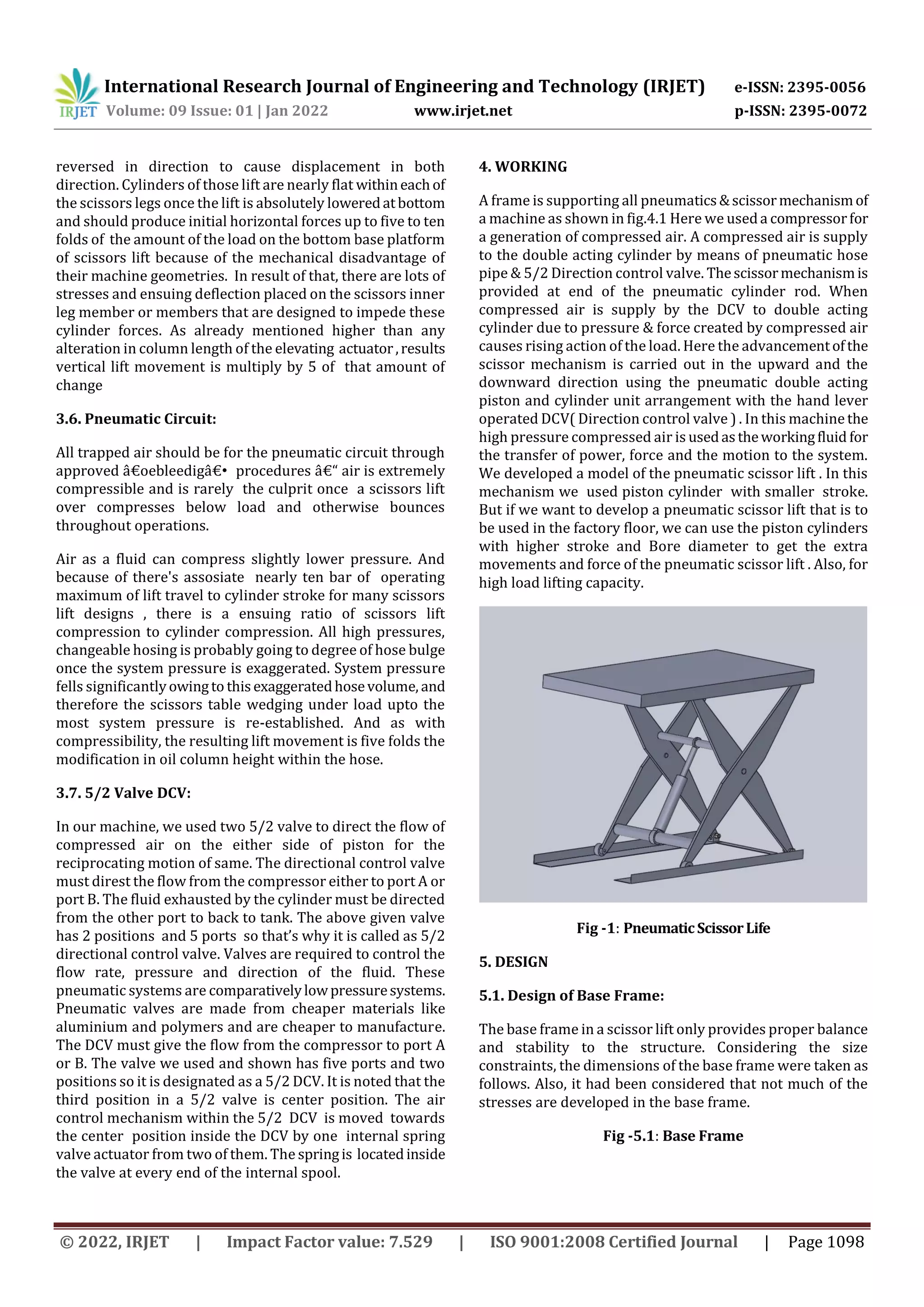 Design and Development of Pneumatic Scissor Lift | PDF