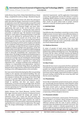 Design and Development of Pneumatic Scissor Lift | PDF