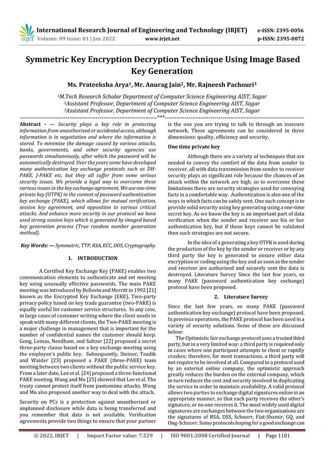 Symmetric Key Encryption Decryption Technique Using Image Based Key ...