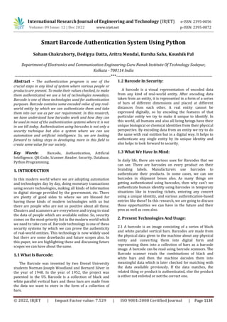 Smart Barcode Authentication System Using Python | PDF image.