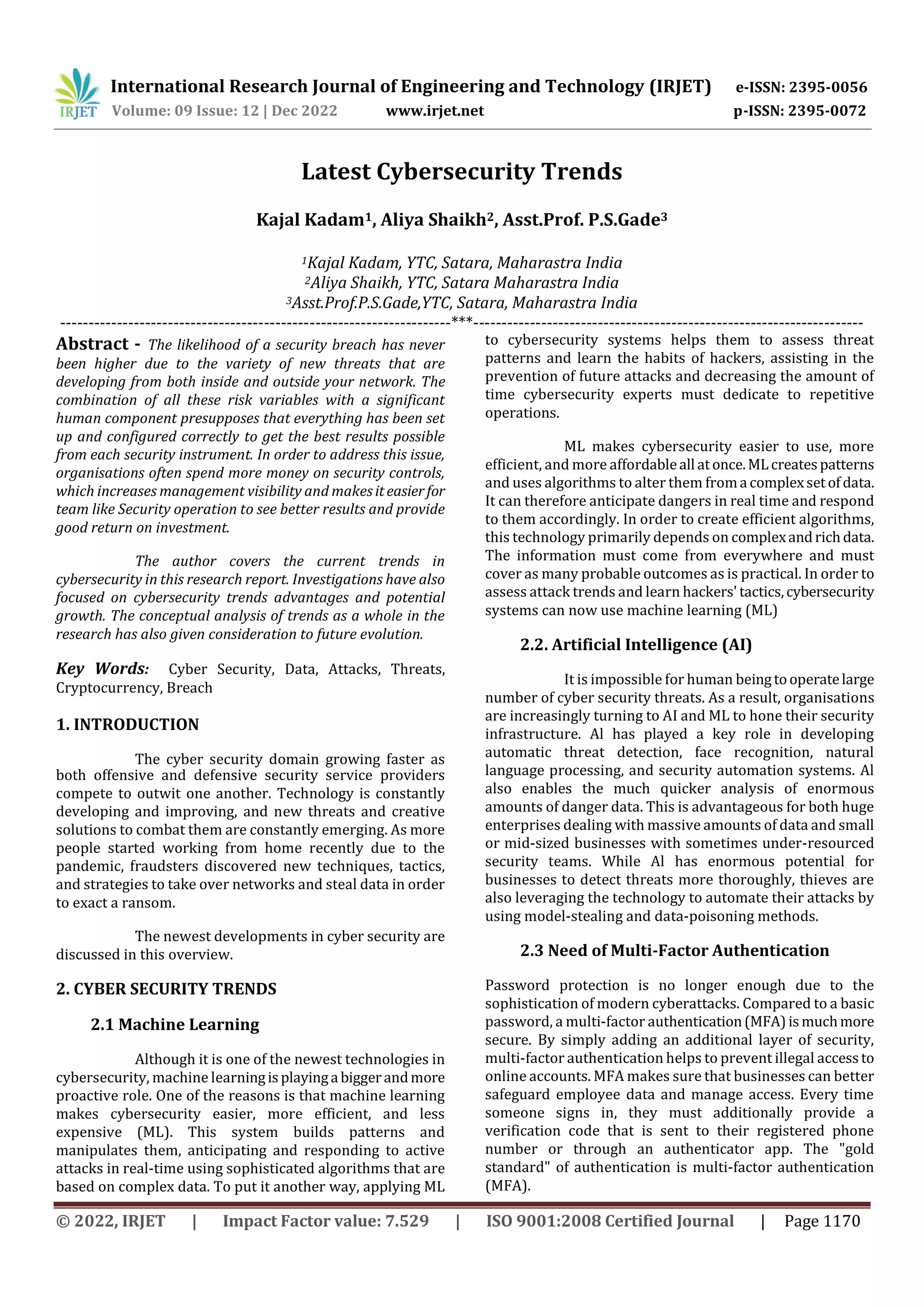 Latest Cybersecurity Trends | PDF