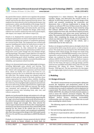 Design and Analysis of a Hybrid Tricycle for Different Frame Materials ...