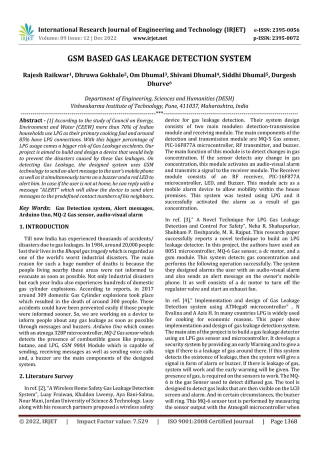 GSM BASED GAS LEAKAGE DETECTION SYSTEM PDF