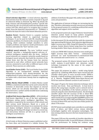 BOTNET DETECTION USING VARIOUS MACHINE LEARNING ALGORITHMS: A REVIEW ...