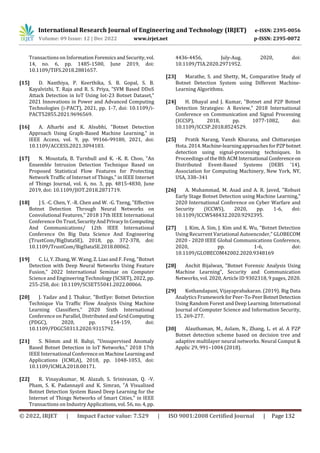 BOTNET DETECTION USING VARIOUS MACHINE LEARNING ALGORITHMS: A REVIEW ...