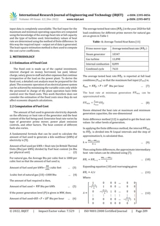 Estimating Quadratic Cost Curve Coefficients of Thermal Power Plant ...