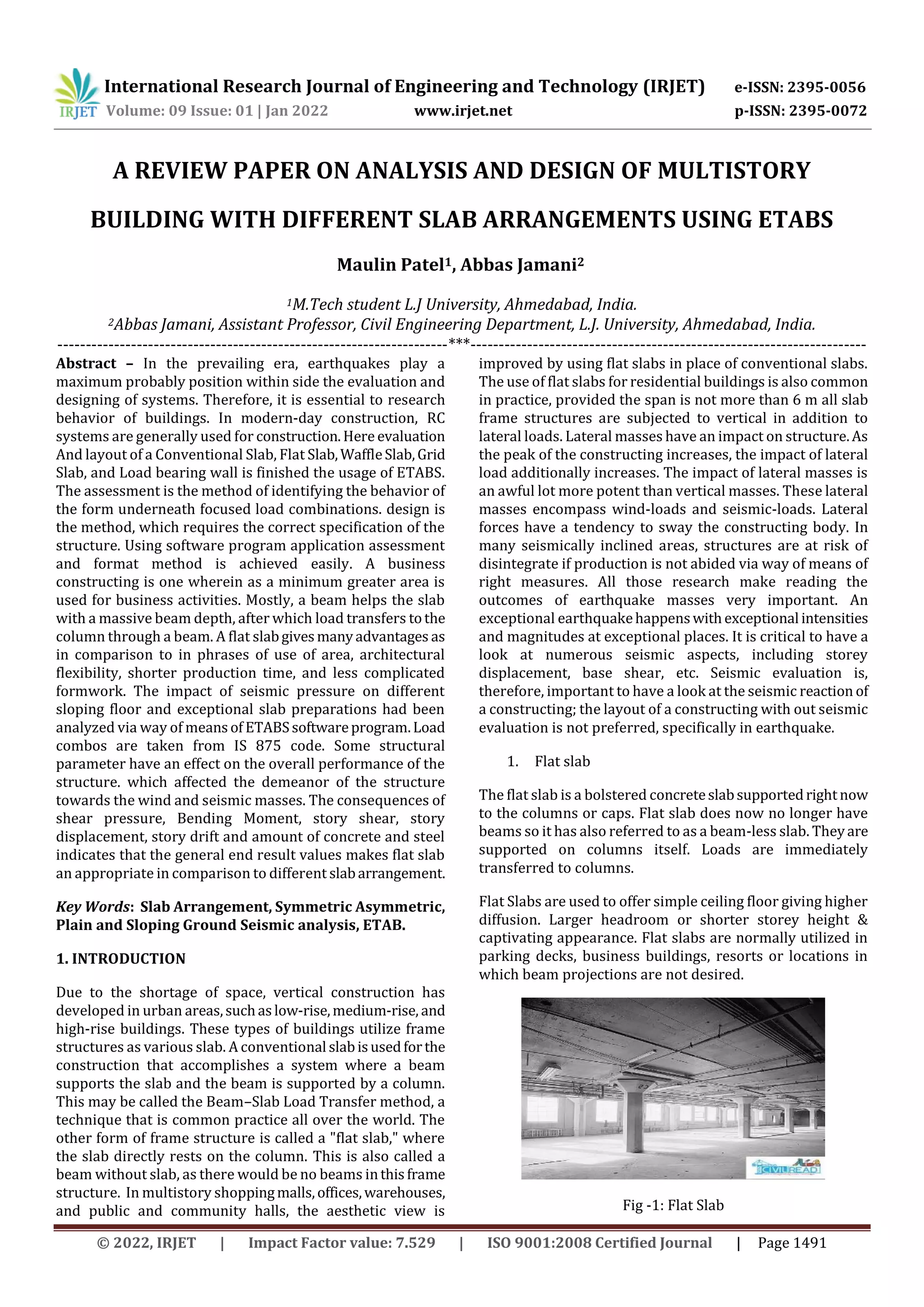 A Review Paper On Analysis And Design Of Multistory Building With A Review Paper On Analysis And Design Of Multistory Building With
