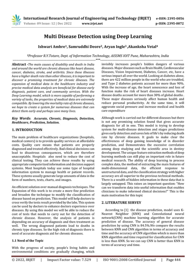 Multi Disease Detection using Deep Learning | PDF