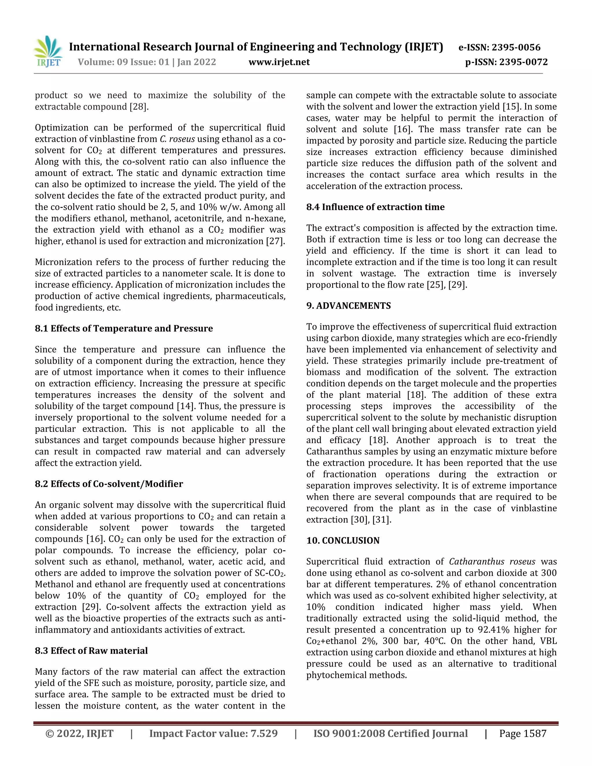 Overview of Vinblastine Extraction from Catharanthus Roseus using the ...
