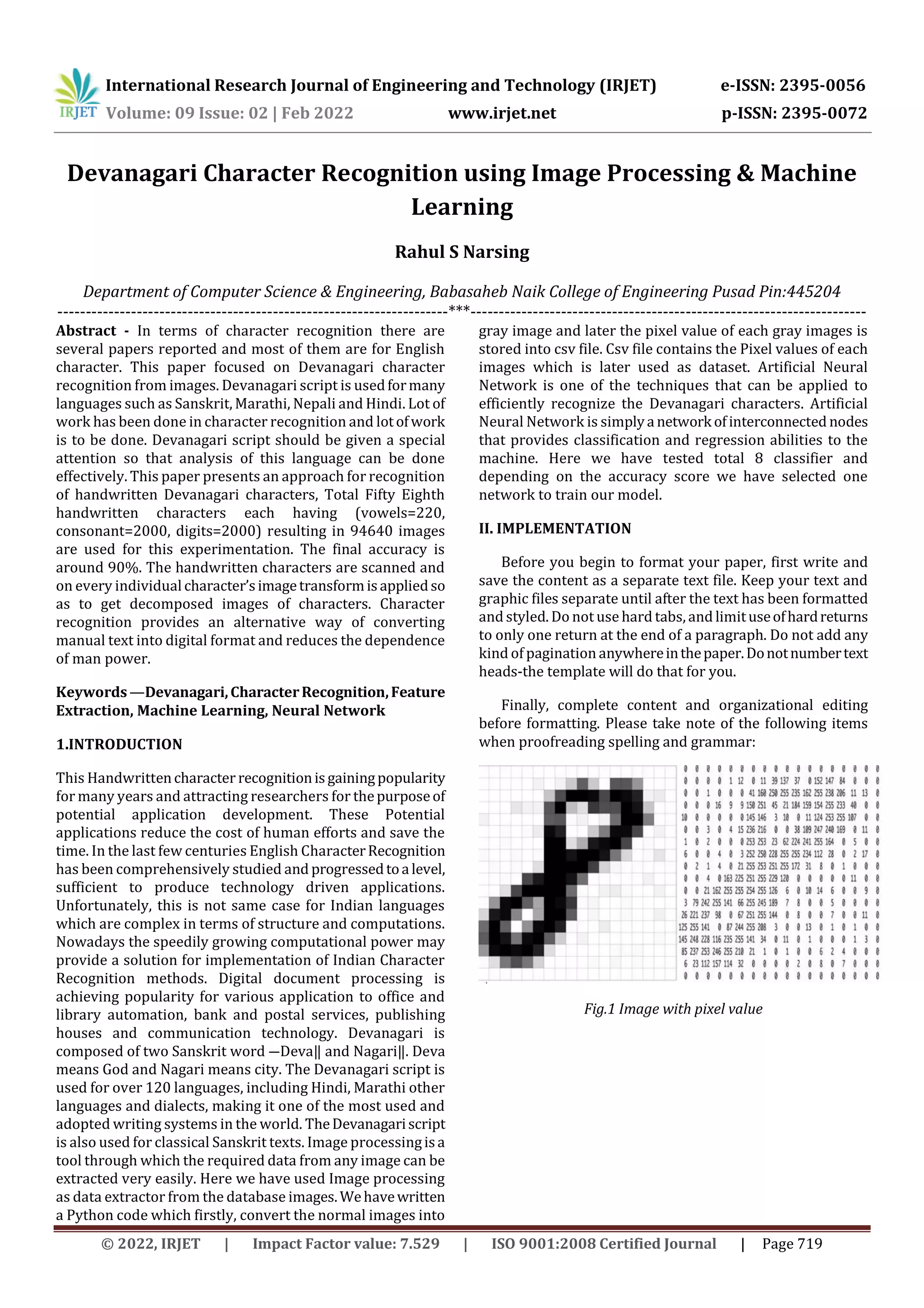 Devanagari Character Recognition using Image Processing & Machine ...
