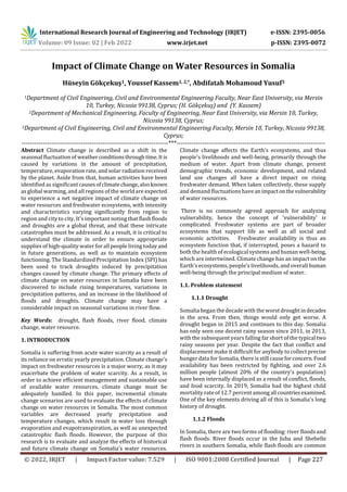 Impact of Climate Change on Water Resources in Somalia | PDF