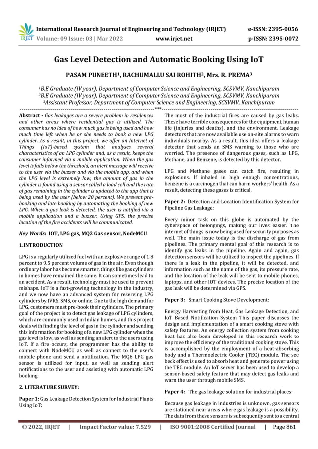 Gas Level Detection and Automatic Booking Using IoT | PDF | Indoor ...