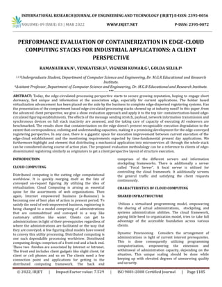 PERFORMANCE EVALUATION OF CONTAINERIZATION IN EDGE-CLOUD COMPUTING ...