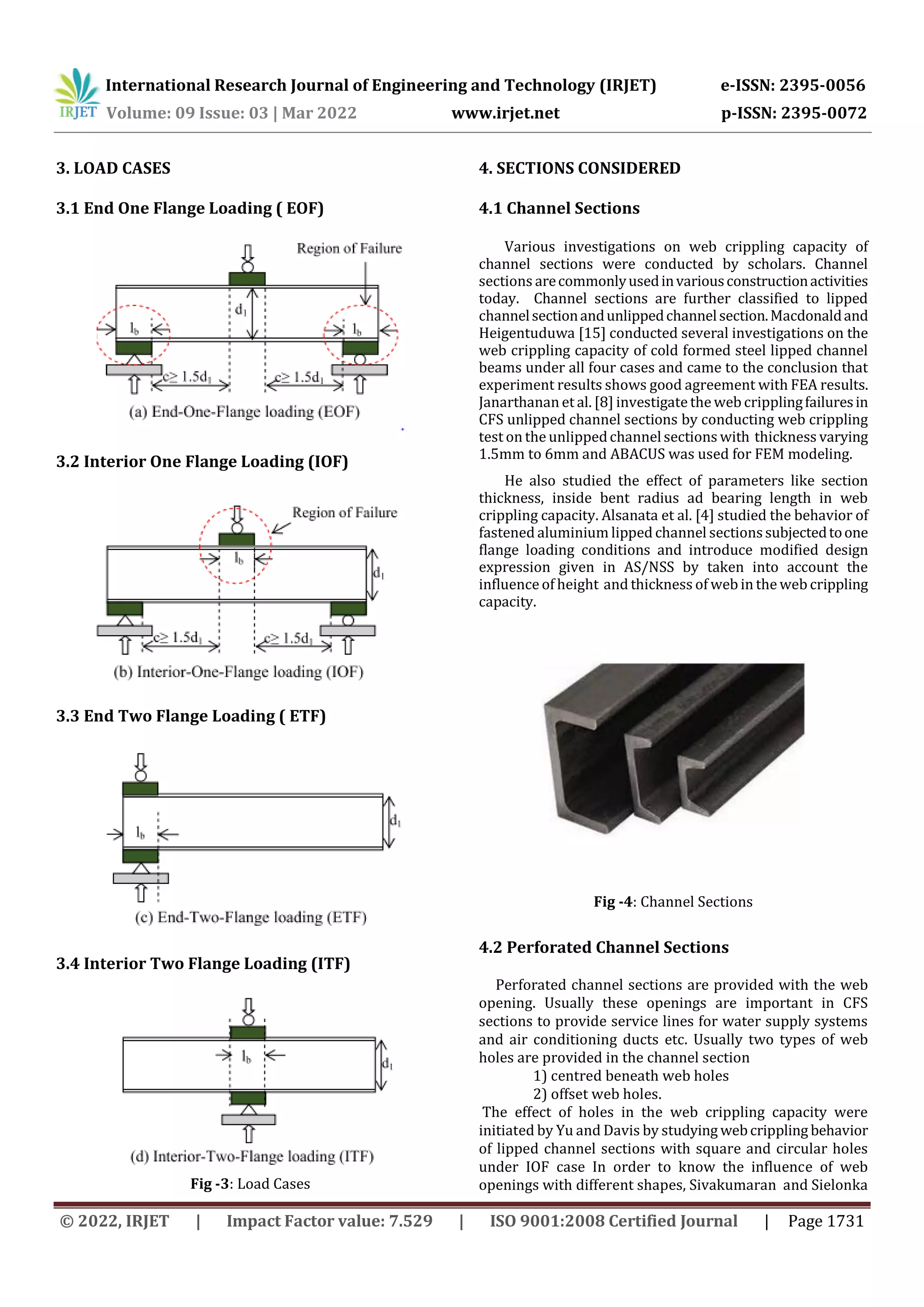 Review on Web Crippling Capacity of Cold Formed Steel Sections | PDF