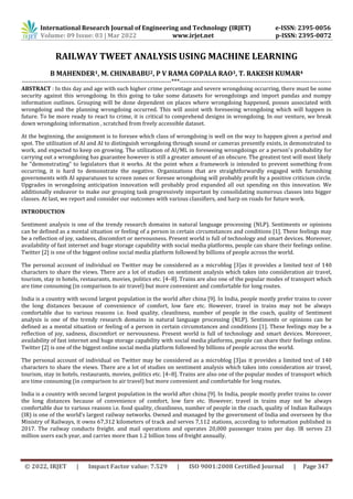 RAILWAY TWEET ANALYSIS USING MACHINE LEARNING | PDF