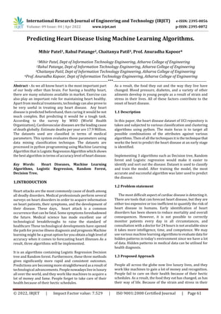 Predicting Heart Disease Using Machine Learning Algorithms. | PDF