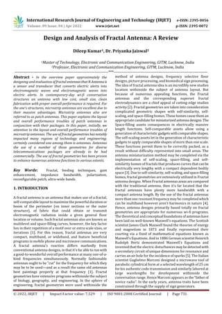 Design and Analysis of Fractal Antenna: A Review | PDF