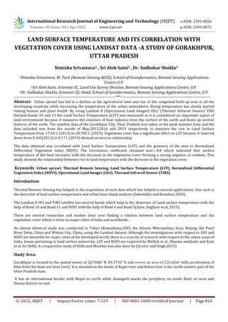 LAND SURFACE TEMPERATURE AND ITS CORRELATION WITH VEGETATION COVER ...