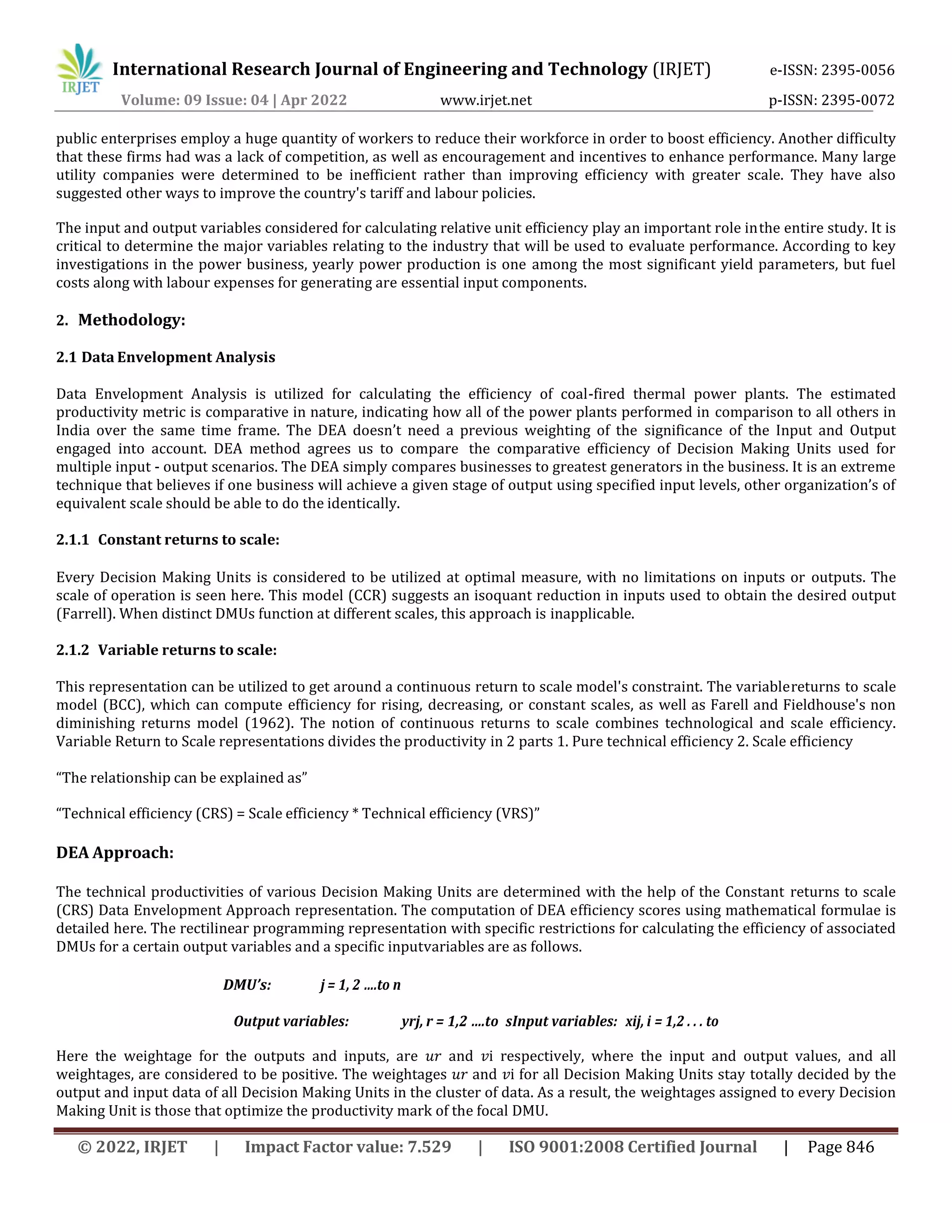 Performance Analysis of Coal Operated Thermal Power Generation ...