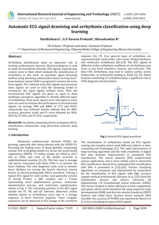 Automatic ECG signal denoising and arrhythmia classification using deep ...