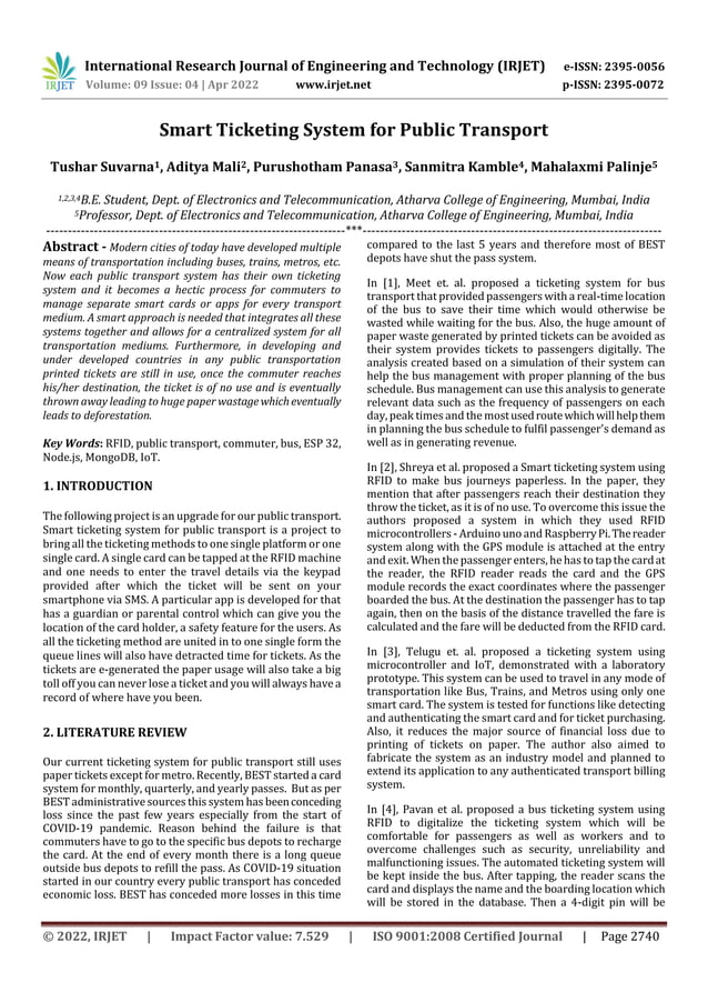 Smart Ticketing System for Public Transport | PDF