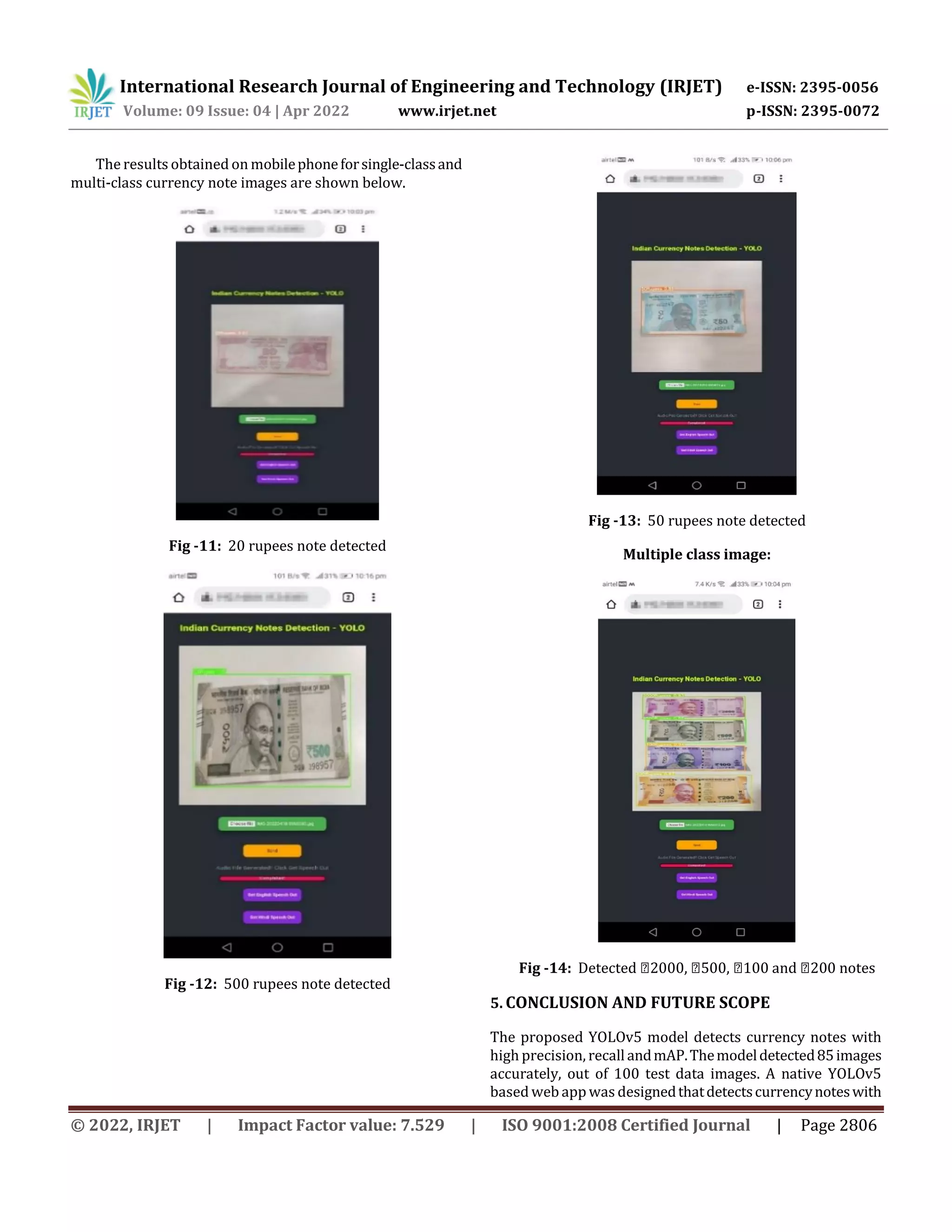 YOLOv5 BASED WEB APPLICATION FOR INDIAN CURRENCY NOTE DETECTION | PDF