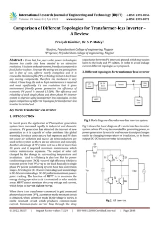 Different Inverter Topologies Chart.pdf Comparison of Different Topologies for Transformer-less Inverter – A ...