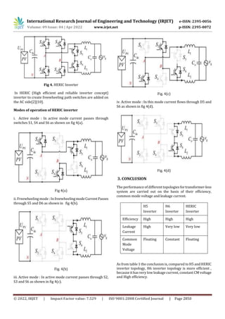 Different Inverter Topologies Chart.pdf Comparison of Different Topologies for Transformer-less Inverter – A ...