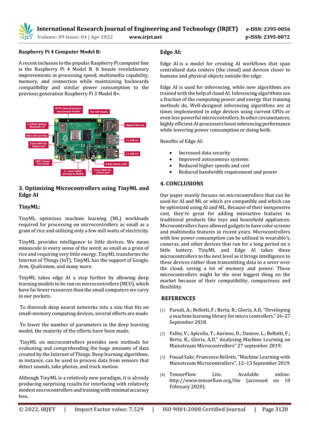 Microcontrollers for Artificial Intelligence and Machine Learning | PDF
