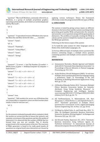 Vikalp - Automatic multiple choice questions generator | PDF