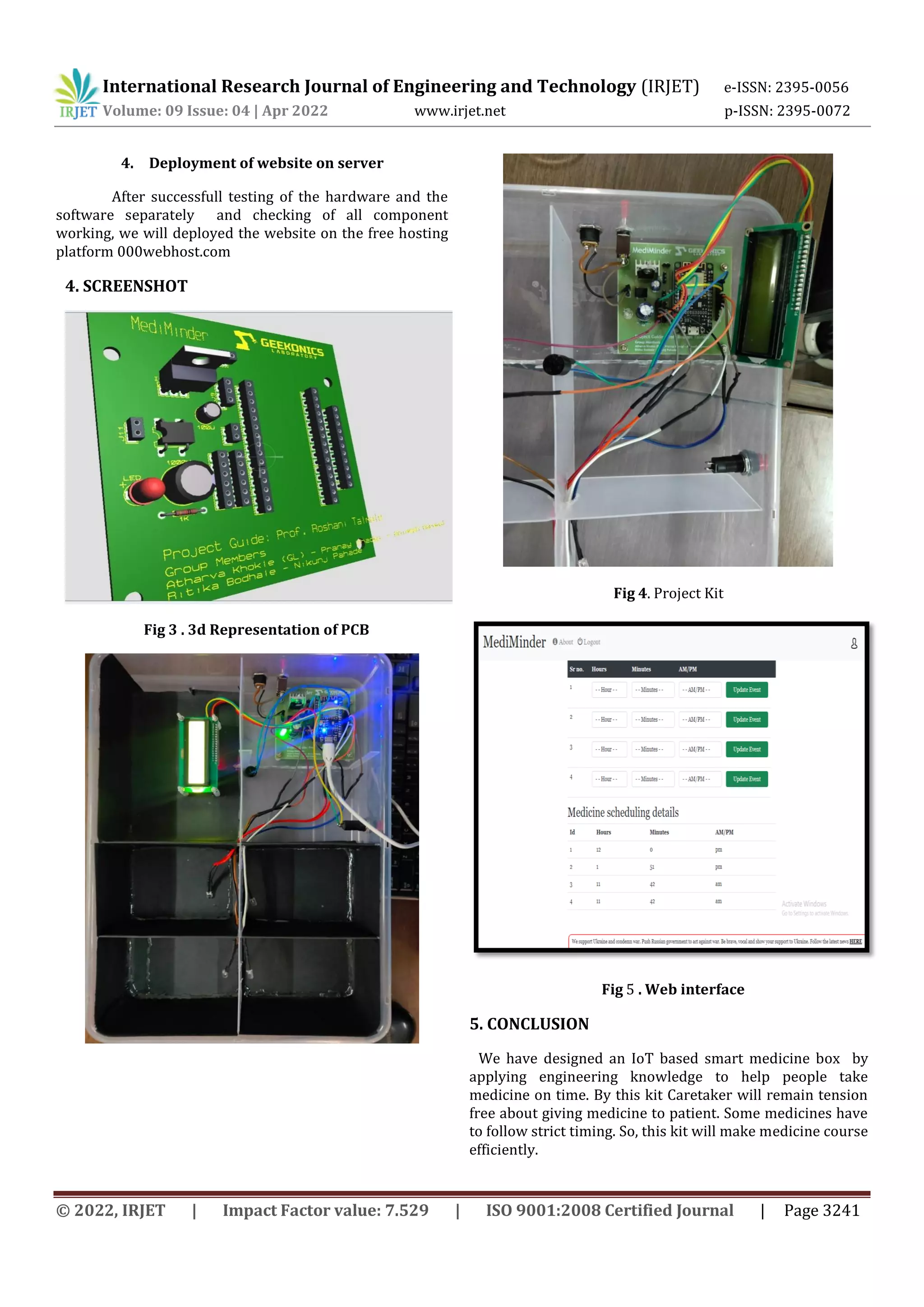 Mediminder: IoT Based Smart Medicine Box | PDF