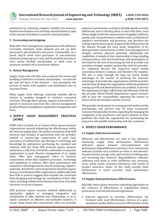 Supply Chain Management Practices and Performance Effectiveness | PDF